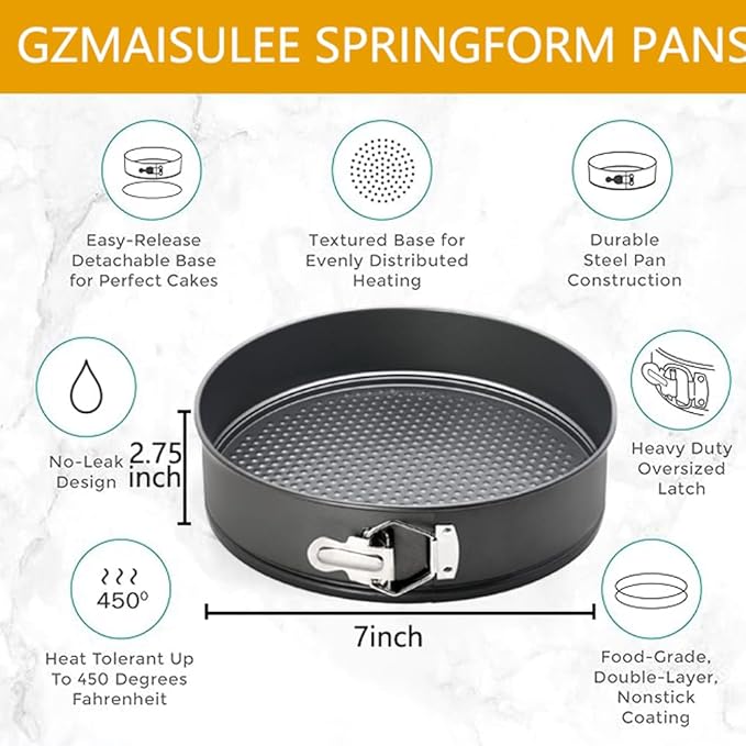 7 Inch Springform Cheesecake Pan with Removable Bottom, Leakproof Round Cake Baking Pan