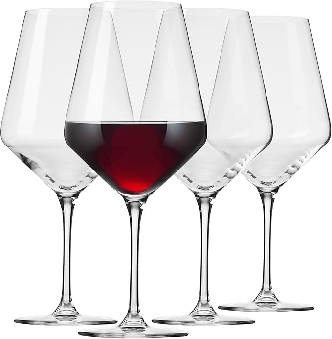 Krosno Crystal Red Wine Glasses | Set of 4 | 24.7 oz | Avant-garde Collection | Ideal for Home, Restaurant and Party | Dishwasher Safe | Lead-Free Crystal Glass