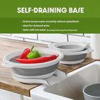 Collapsible Colanders (3 Pack Set) Food Strainers with Over-Sink Water Draining Base for Pasta Fruits and Vegetables, White (3 Sizes, 3QT, 4QT and 5 Quart)