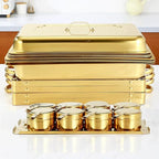 Chafing Dish Buffet Set with Gold Frame, 9 Quart Capacity, 4 Pack, Full Size Chafers