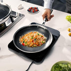 6-Piece Frying Pan Set, 8, 10 and 12 inch Frying Pans, Hybrid Nonstick 18/10 Stainless Pans with Lid, Even &Fast Heating, Compatible with Induction all Cooktop, Dishwasher Oven Safe, Easy Clean