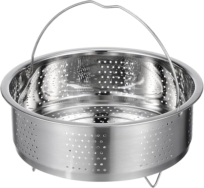 UPKOCH Pasta Strainer Steamer Basket Stainless Steel Vegetable Steamer Basket Insert Chinese Dumpling Rice Cooker Steaming Basket with Handle for Veggie Fish Seafood Cooking 22cm