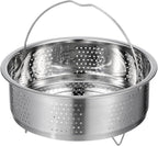 UPKOCH Pasta Strainer Steamer Basket Stainless Steel Vegetable Steamer Basket Insert Chinese Dumpling Rice Cooker Steaming Basket with Handle for Veggie Fish Seafood Cooking 22cm