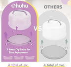 Ohuhu Cake Holder, BPA-Free Cake Carrier with Lid and Handle Cake Transport Container Portable Cake Keeper Two Sided Base for Pies Cookies Nuts Fruit etc - Suitable for 10 inch Cake Perfect Gifts