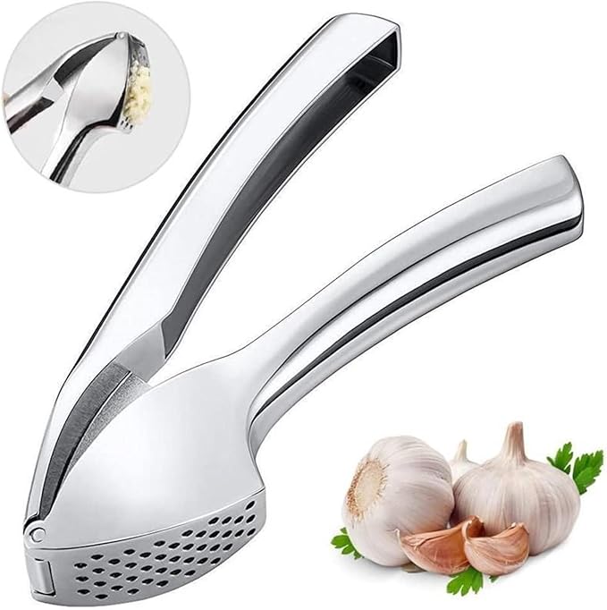Garlic Crusher/Mincer/Grater/Chopper/Smasher with Silicone Peeler and Brush