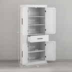 HOMCOM 72" Tall Kitchen Pantry Cabinet with Adjustable Shelves, Farmhouse Storage Cabinet with Barn Doors, Drawer and 5-Tier Shelf, Freestanding Cupboard, White
