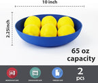 65oz Wheat Straw Large Salad & Soup Bowls Set of 2, Unbreakable, Microwave & Dishwasher Safe, Plastic Bowls for Kitchen, Camping, School - Blue
