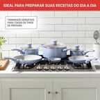 T-Fal Refresh Ceramic Nonstick Cookware Set, 12-Piece Nonstick Cookware, Oven Safe to 350°F, Stockpot, Griddle, Frying Pans, Utensils, Ceramic Pots and Pans Set, Blue