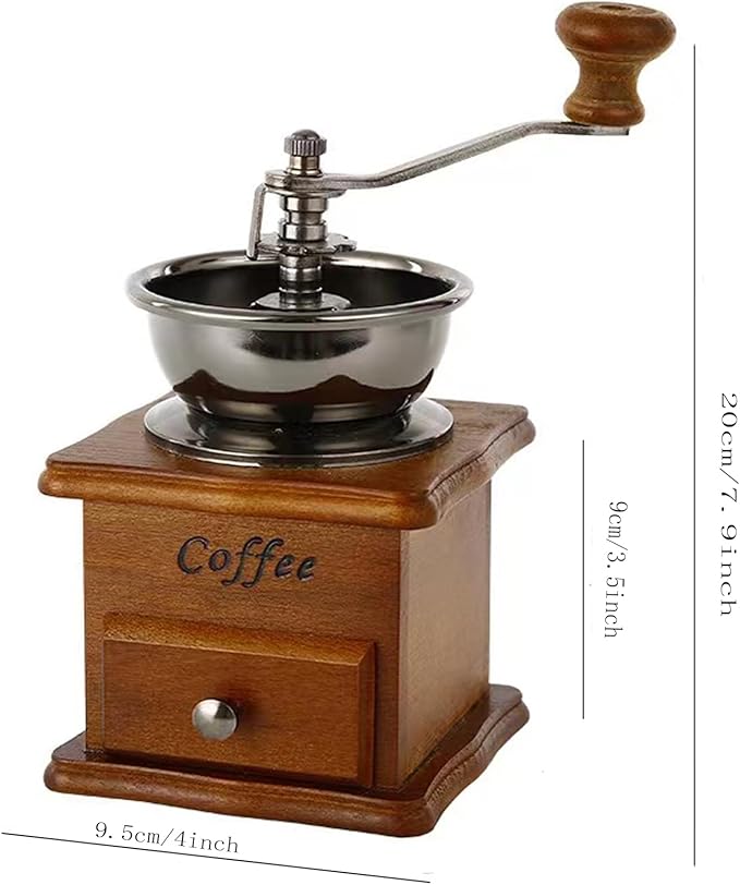 Manual Espresso Coffee Bean Grinder - Vintage Crude Wood Style Coffee Grinders Ceramic Grinding Core Hand Coffee Grinder Portable Coffe Grinder With Coffee Spoon