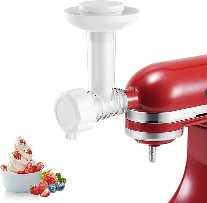 Ice Cream Maker Attachment for KitchenAid Stand Mixers, Dairy Free Frozen Fruit Soft Serve Ice Cream Machine Compatible with KitchenAid and Cuisinart, for Making Yogurt/Natural Desserts/Gelato