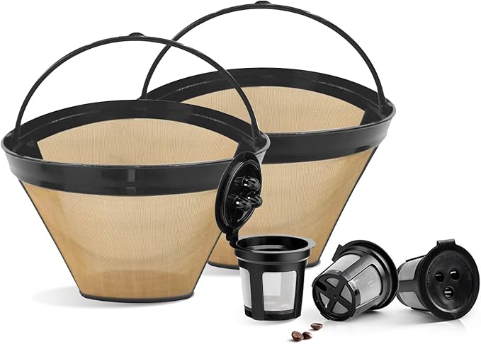 Reusable Coffee Filters Compatible with Ninja Dual Brew Coffee Makers - Compatible with Ninja Models CFP301, CFP307 – Includes 3 Pack Reusable K Cups and 2 Pack Coffee Maker Filters