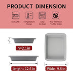 Sunsetbaby Silicone Baking Dish with Handles, Deep Rectangular Bakeware Cake Pan, Compatible with Fancy Panz, for Lasagna, Cake, Brownie or Family Dinner, 12.6 x 9.8 x 2.1 Inch (Grey)