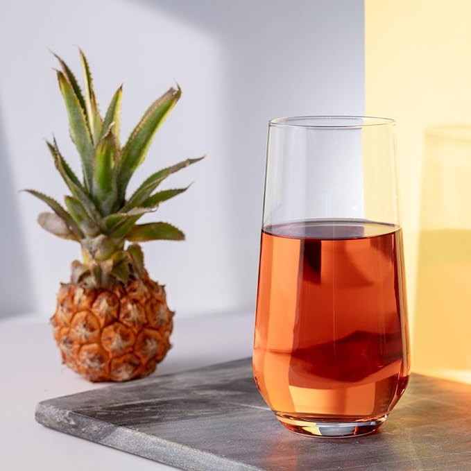 Krosno Tall Water, Juice, Drinking Glasses, Set of 6, 16.2 oz, Splendour Collection, Highball & Tumbler Crystal Glass, Dishwasher Safe, Made in Europe