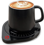 25W Electric Candle Warmer for Coffee Mugs, 75℃ Heating & Auto Shut-Off, Spill-Proof Desk Warmer for Beverages (White) (Black)