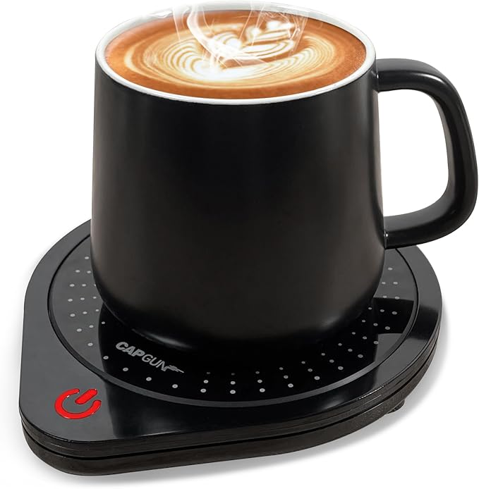 25W Electric Candle Warmer for Coffee Mugs, 75℃ Heating & Auto Shut-Off, Spill-Proof Desk Warmer for Beverages (White) (Black)