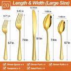 20 Pcs Gold Silverware Set for 4 with Simple Striped Handle Design, Food Grade Stainless Steel Flatware Set, Eating Utensils Sets Include Fork/Knife/Spoon, Cutlery Set, Dishwasher Safe