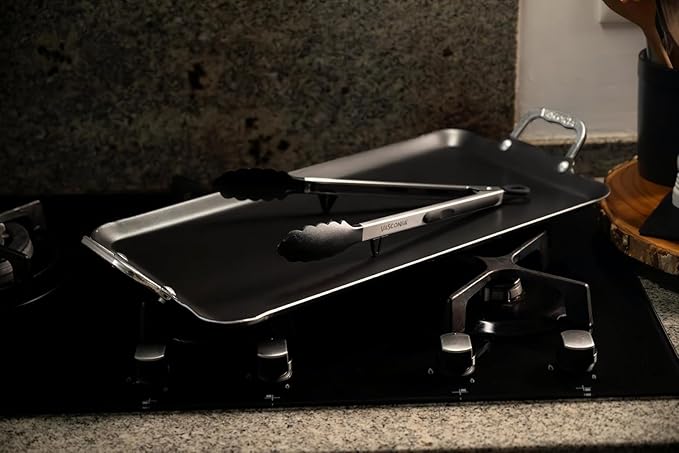 Vasconia Durable Double Burner Griddle (20″ x 11″) 100% Pure Aluminum with Nonstick - NSF Certified - for Frying, Searing, Grilling, Browning, Ideal for Home & Commercial Kitchen - Pack of 4