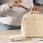 Flexibento - 2 x 6.5 oz | Leak proof | Small Stainless steel Snack Containers with Silicone lids|Dip and condiment containers | Plastic and BPA free | Metal Lunch box | Vanilla (set of 2)