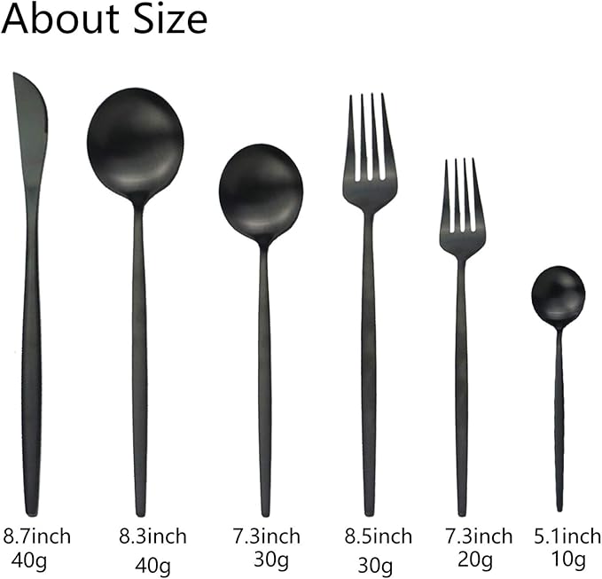 JASHII Silverware Set, 36 Piece Food Grade Stainless Steel Flatware Set Fork Spoon Knife Utensils for Daily Use and Party, Service for 6 Anti Rust, Safe in Dishwasher (Matte Black)