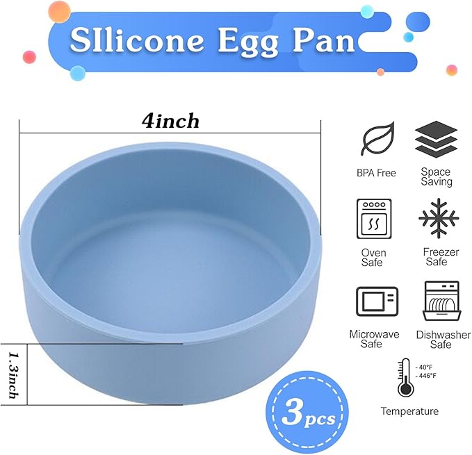 3Pcs ZHYEEDAA Air Fryer Egg Mold, Silicone Egg Molds, Individual Egg Bite Maker Reusable Egg Molds, Microwave Egg Cooker, BPA Free, Dishwasher Safe