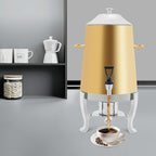 Coffee Urn with Fuel Holder 3.5 Gal/13L, Stainless Steel Beverage Dispenser Hot Drink Dispenser with Stand, Tea Water Coffee Chafer Urn for Parties Buffet Catering Commercial Home (Gold + Silver)