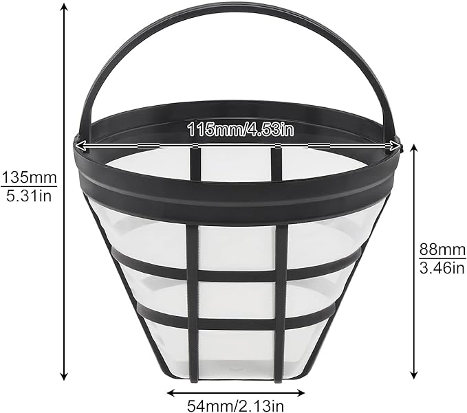 Reusable Coffee Filter Basket, 2 Pack cone Coffee Maker Filter #4 Replacement Coffee Filter Compatible with Ninja CFP301 CFP201 Coffee Accessories