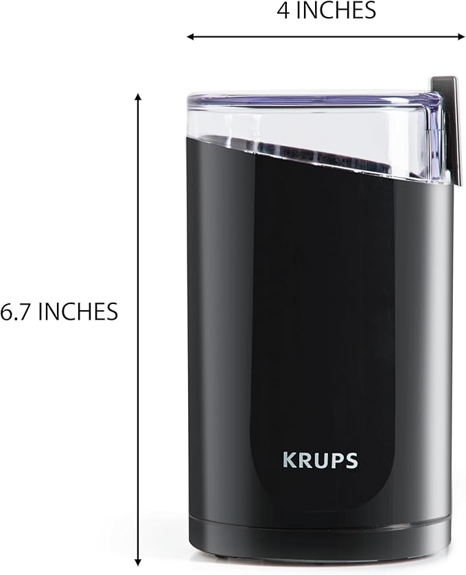 KRUPS Precision Electric Coffee Grinders, 3 oz Capacity, 200W Motor, Stainless Steel Blades for Uniform Grinding of Beans, Herb and Nuts, Coffee and Spice Grinder Electric, (Black)