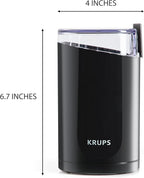 KRUPS Precision Electric Coffee Grinders, 3 oz Capacity, 200W Motor, Stainless Steel Blades for Uniform Grinding of Beans, Herb and Nuts, Coffee and Spice Grinder Electric, (Black)