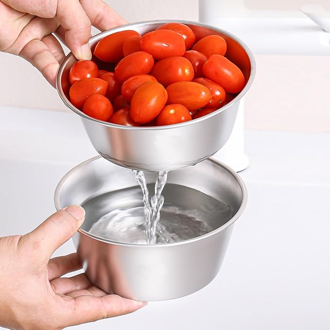 2 Set Berry Baskets,316 Stainless Steel Strainer Set,Fruit Washing Bowl with Strainer,Small Metal Colander for Berries, Strawberry, Grape, Cherry, Dishwasher Safe