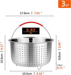 REDANT Steamer Basket for Instant Pot Accessories 3 qt - Strainer and Colander for Kitchen - Stainless Steel Vegetable Steamer for Cooking Broccoli, Pasta, Quinoa - with 2 Silicone Gloves, 3 Quart