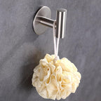 Self Adhesive Hooks 304 Stainless Steel Heavy Duty Hangers Without Nails for Bathrooms Kitchen Livingroom Garage Hotel Towel Hook-2 Pack (Silver)