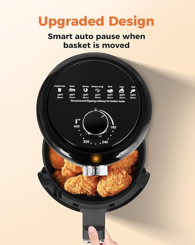 Bear Small Air Fryer 2.1 QT, Mini Airfryer Adjustable Time&Temp Control, Compact Size Space Saving for 1-2 People Quick Healthy Meals Snack in Minutes with Nonstick Basket