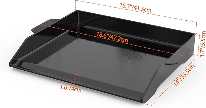 Onlyfire Universal Enamelled Cast Iron Griddle, BBQ Flat Top Griddle for Any Grills and Gas Hob, 18.6" x 14"