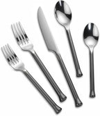 Silverware Set Flatware Set Stainless Steel Cutlery Set Vintage Black Handle Mirror Finished Heavy Duty 20 Pieces Service for 4
