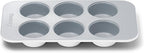 Caraway Nonstick Ceramic 6 Cup Muffin Pan – Non-Toxic, PTFE & PFOA Free – Oven Safe – Aluminized Steel Core – Small Muffin Pan for Baking Cupcakes, Muffins & More - White