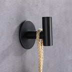 Adhesive Hooks 304 Stainless Steel Robe Hook Holder Heavy Coat Hook for Bathroom Kitchen Livingroom Garage Hotel Brushed Finish 2pcs (Matte Black)