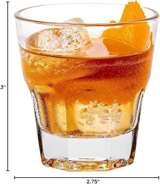 Restaurantware Otto 5 Ounce Whiskey Glasses Set of 12 Paneled Rocks Glasses - Heavy Base Dishwasher-Safe Clear Glass Scotch Glasses Chip-Resistant For Cocktails Or Liquors
