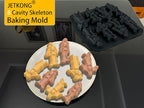 JETKONG 8 Cavity Skeleton Baking Mold Skeleton Shaped Cakelet Mold Silicone Skull Baking Pan Molds (Black)