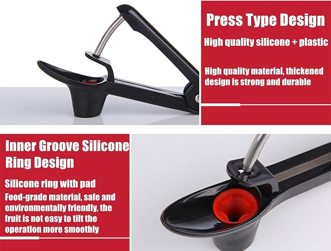 2pcs Cherry Pitter Tool, Cherry Pit Remover Tool, Multi-Function Fruit Corer and Remover, Cherry Corer Pitter Tool for Jam (Black)