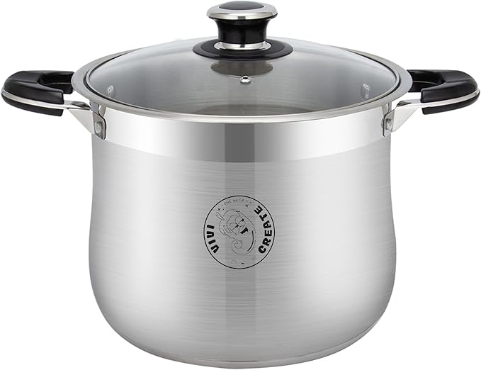 Vivicreate Stainless Steel Stock Pot with Lid for Induction Cooking Boiling Pasta Stew Soup Large Capacity Cookware with Handles for Kitchen Spaghetti Olla Olla de Acero Inoxidable (14.5 QT)