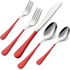 20-Pieces Red Silverware Sets for 4,Red Handle Stainless Steel Cutlery Set, Include Forks Spoons and Knives Set, Dishwasher Safe Utensil Sets for Home Restaurant