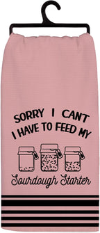 Funny Sourdough Baking Kitchen Towels, Gifts for Sourdough Bakers Tea Dish Towels for Kitchen, Baking Lover Gifts Decorative Hand Towels, 16x24 Inch Pink Background