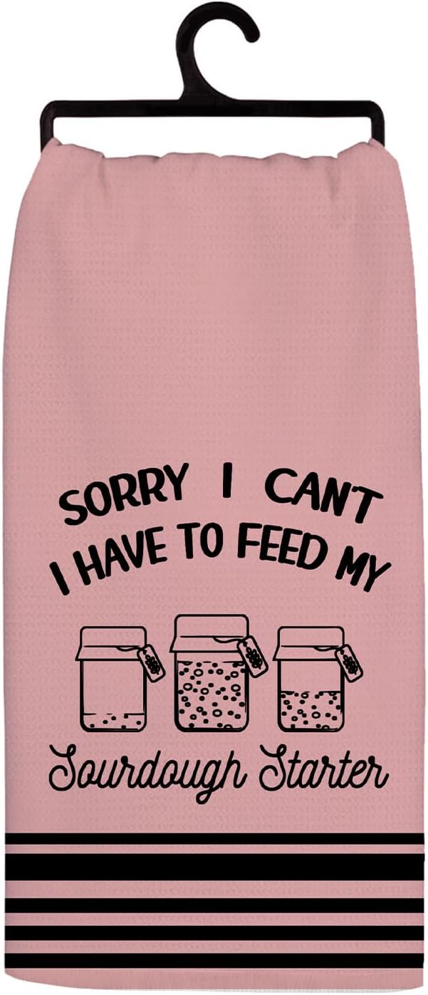Funny Sourdough Baking Kitchen Towels, Gifts for Sourdough Bakers Tea Dish Towels for Kitchen, Baking Lover Gifts Decorative Hand Towels, 16x24 Inch Pink Background
