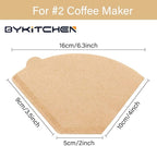 BYKITCHEN Cone Coffee Filters, Set of 200, Size 2 Coffee Filters Cone Paper, Natural Unbleached Paper Filters for Pour Over Coffee Dripper and Coffee Maker (2-6 Cup)