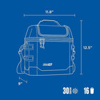 Coleman Pro 16-Can Premium Soft Cooler Lunchbox, Fully Insulated Lid & Body Stays Cold up to 30 Hours, Great for Camping, Tailgating, Parties, Sports, Concerts, Lunches & More