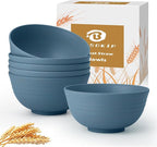Wheat Straw Bowls for Kitchen 26 OZ - 6 Inch, Unbreakable Lightweight Salad Bowl Set of 6, Microwave and Dishwasher Safe Bowl, Alternative Plastic Bowls Reusable for Cereal, Snack,Fruit (Blue)