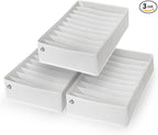 Drawer Organizer Clothes - 3 Set Multipurpose Dresser Drawer Organizer for Adults & Kids, Closet Foldable 10 Cells per Organizer - Non-Woven Fabric, T-Shirts, Baby Clothes, Shorts Organizer - White