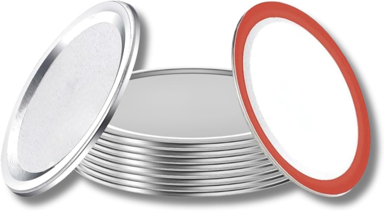MegaWise Reusable Wide Mouth Canning Lids for Ball, Kerr Jars - Split-Type Metal Mason Jar Lids for Canning - Food Grade Material, 100% Fit & Airtight for Regular Mouth Jars, Silver/85 MM-10 Count