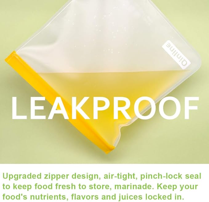 Reusable Storage Bags - 10 Pack BPA FREE Freezer Bags(2 Reusable Gallon Bags + 4 Leakproof Reusable Sandwich Bags + 4 THICK Reusable Snack Bags) Ziplock Lunch Bags for Food Marinate Meat Fruit Cereal