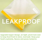 Reusable Storage Bags - 10 Pack BPA FREE Freezer Bags(2 Reusable Gallon Bags + 4 Leakproof Reusable Sandwich Bags + 4 THICK Reusable Snack Bags) Ziplock Lunch Bags for Food Marinate Meat Fruit Cereal